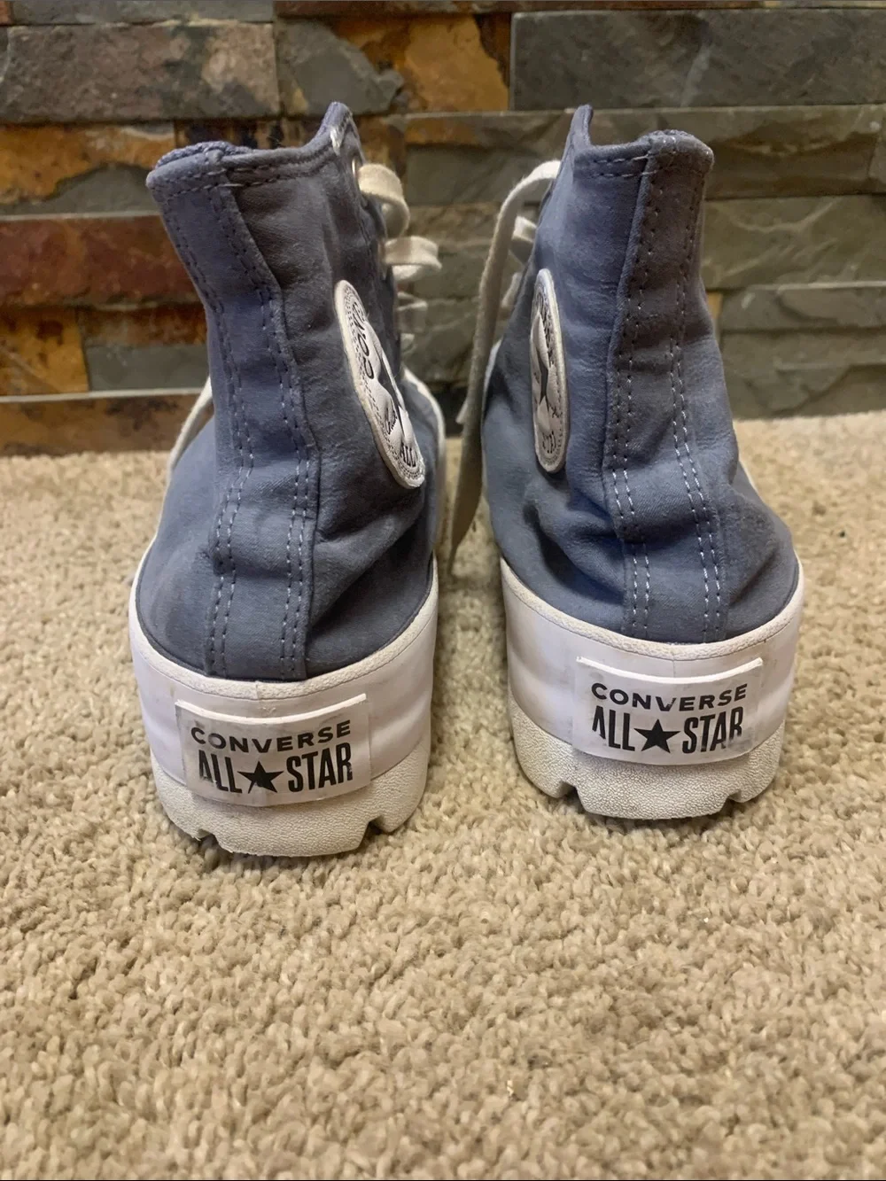 Converse 7 Blue High-Top Sneakers with White Toe